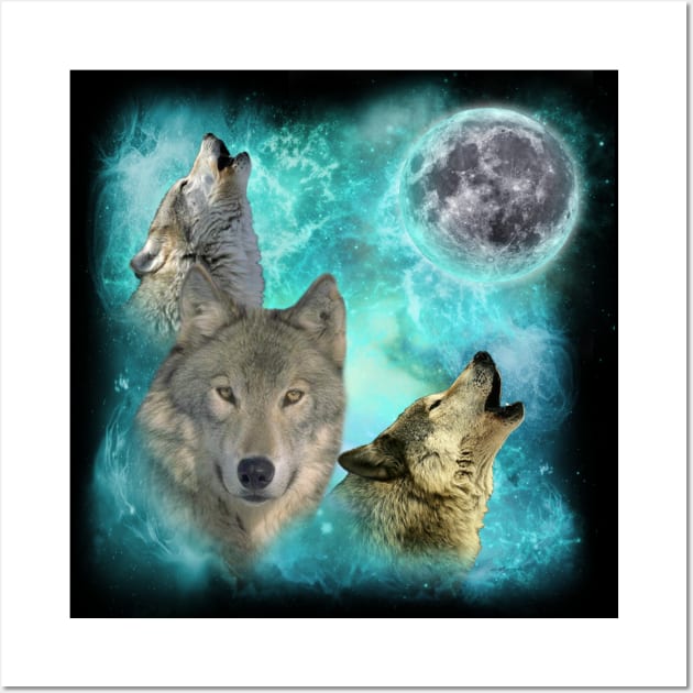 Wolves Shiney Grim Moon Wall Art by Ratherkool